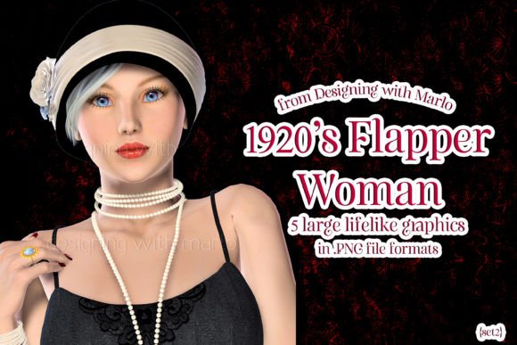 Download 1920's Flapper Girl Poser PNG Graphics 2 - 1920 Collection