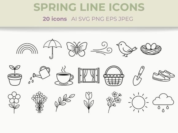 Download Spring Line Icons Set Nature Floral SVG - Nature Collection